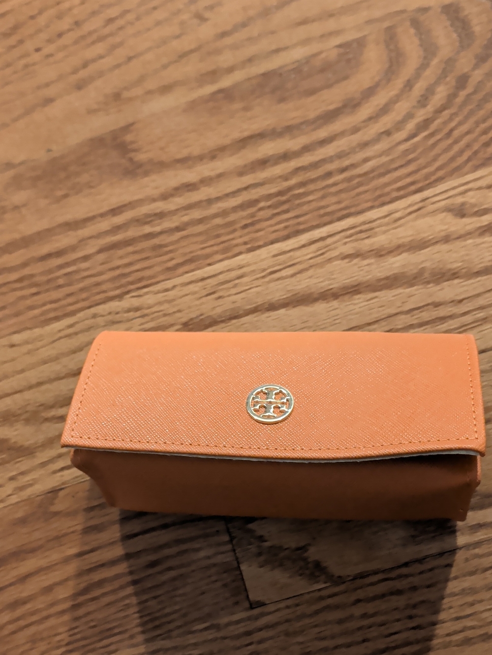 Authentic Tory Burch Orange Sunglasses Case with Gold Logo